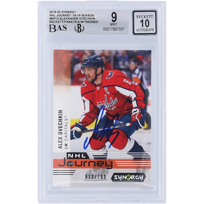 Alexander Ovechkin Washington Capitals Autographié 2019-20 Upper Deck Synergy NHL Journey '18-19 Saison #NP-10 #/799 Beckett Fanatics Witnessed Authenticated /10 Card