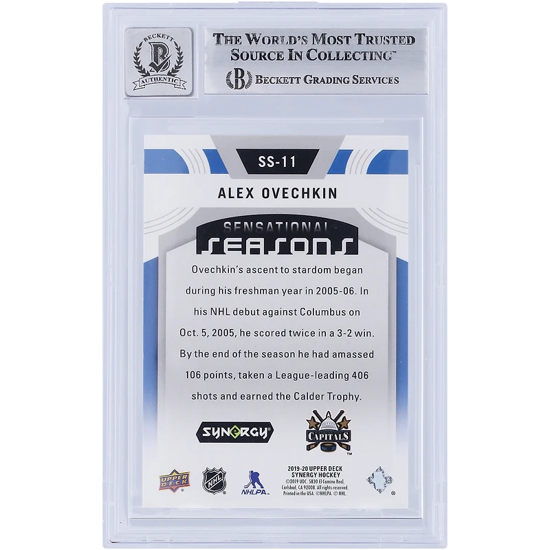 Alexander Ovechkin Washington Capitals Autographed 2019-20 Upper Deck Synergy Sensational Seasons #SS-11 Beckett Fanatics Witnessed Authenticated 9/10 Card