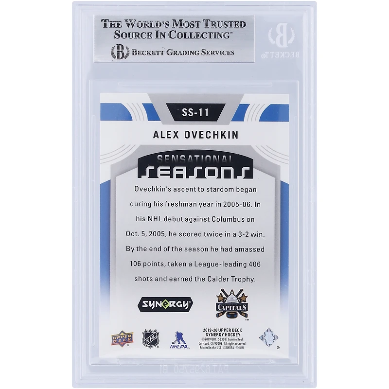 V106832 Casquettes Alexander Ovechkin Washington Capitals Autographiée 2019-20 Upper Deck Synergy Sensational Seasons #SS-11 Beckett Fanatics Witnessed Authenticated Card Alexander Ovechkin AUT UPD TRADING CARDS 45831 AUTTRC CA01HK5060 #64