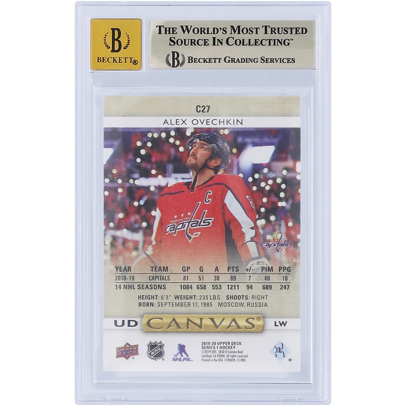 Alexander Ovechkin Washington Capitals Autographed 2019-20 Upper Deck UD Canvas #C27 Beckett Fanatics Witnessed Authenticated 9.5/10 Card