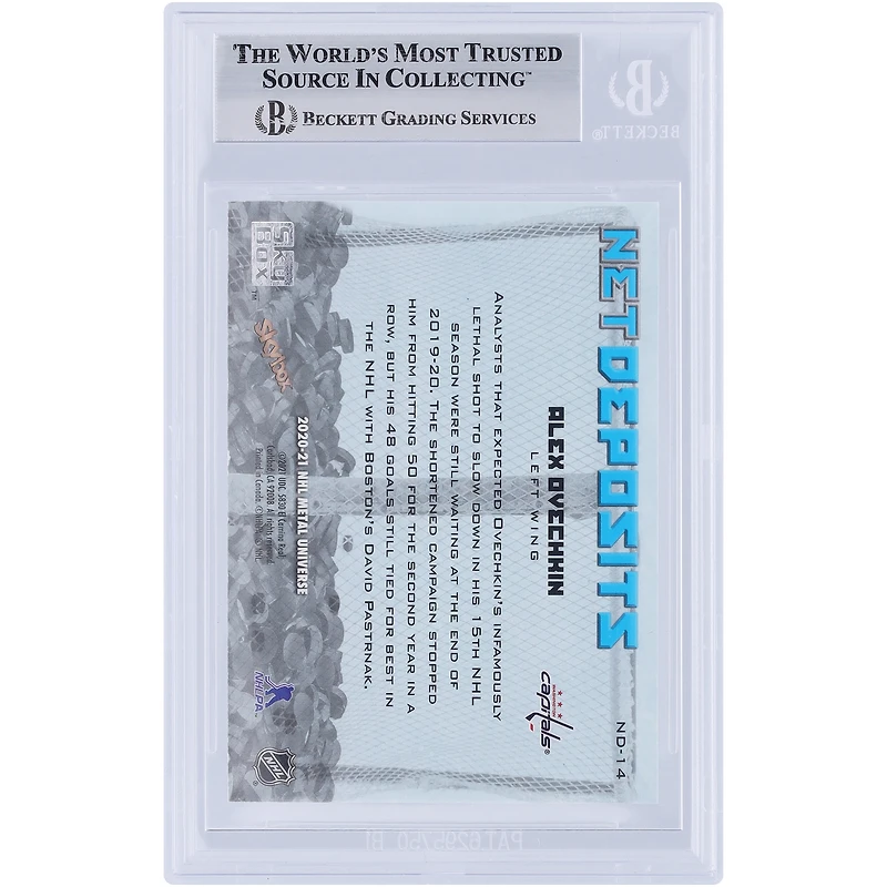 Alexander Ovechkin Washington Capitals Autographed 2020-21 Skybox Metal Universe Gold Net Deposits Silver Ink #ND-14 #/25 Beckett Fanatics Witnessed Authenticated Card