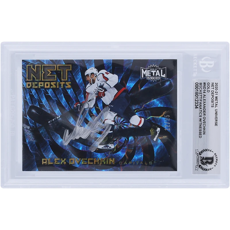 Alexander Ovechkin Washington Capitals Autographed 2020-21 Skybox Metal Universe Gold Net Deposits Silver Ink #ND-14 #/25 Beckett Fanatics Witnessed Authenticated Card
