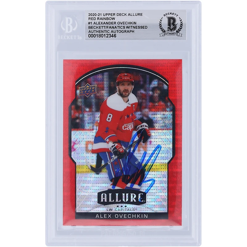 V106832 Casquettes Alexander Ovechkin Washington Capitals Autographiée 2020-21 Upper Deck Allure Red Rainbow #1 Beckett Fanatics Witnessed Authenticated Card Alexander Ovechkin AUT UPD TRADING CARDS 45831 AUTTRC CA01HK5131 #124