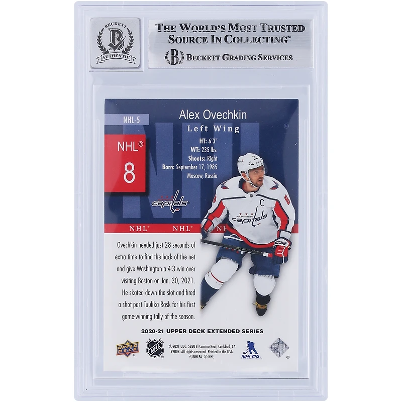 V106832 Casquettes Alexander Ovechkin Washington Capitals Autographiée 2020-21 Upper Deck Extended Series HoloGrFX #NHL-5 Beckett Fanatics Witnessed Authentifié 9/10 Carte Alexander Ovechkin AUT UPD CARTES À COLLECTIONNER 45831 AUTTRC CA01HK5072 #75