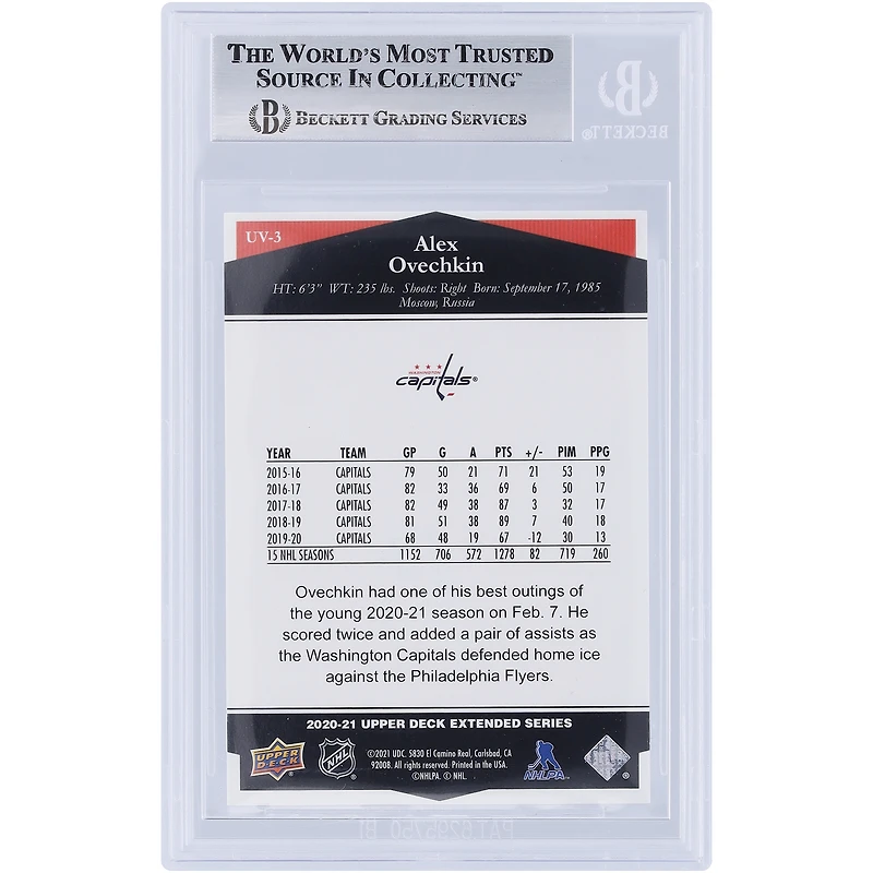 V106832 Casquettes Alexander Ovechkin Washington Capitals Autographiée 2020-21 Upper Deck Extended Series Ultimate Victory #UV-3 Beckett Fanatics Witnessed Authenticated Card Alexander Ovechkin AUT UPD TRADING CARDS 45831 AUTTRC CA01HK5070 #73