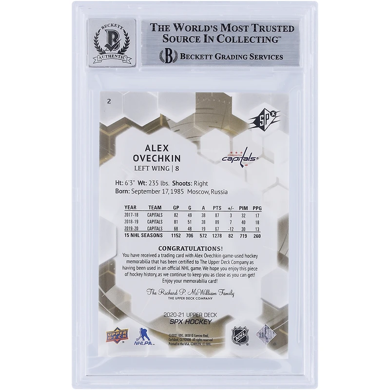 V106832 Casquettes Alexander Ovechkin Washington Capitals Autographiée 2020-21 Upper Deck SPX GU Red Relic #2 Beckett Fanatics Witnessed Authentifié 10 Carte Alexander Ovechkin AUT UPD CARTES À COLLECTIONNER 45831 AUTTRC CA01HK5132 #125