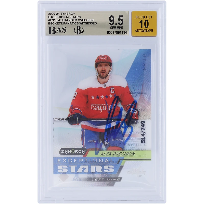 V106832 Casquettes Alexander Ovechkin Washington Capitals Autographiée 2020-21 Upper Deck Synergy Exceptional Stars #ES-15 #/749 Beckett Fanatics Witnessed Authentifié 9.5/10 Carte Alexander Ovechkin AUT UPD CARTES À COLLECTIONNER 45831 AUTTRC CA01HK5086 #84