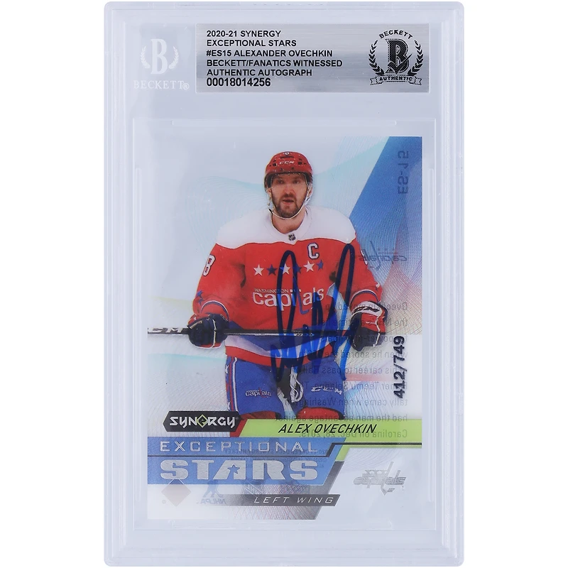 V106832 Casquettes Alexander Ovechkin Washington Capitals Autographiée 2020-21 Upper Deck Synergy Exceptional Stars #ES-15 #/749 Beckett Fanatics Witnessed Authenticated Card Alexander Ovechkin AUT UPD TRADING CARDS 45831 AUTTRC CA01HK5089 #87