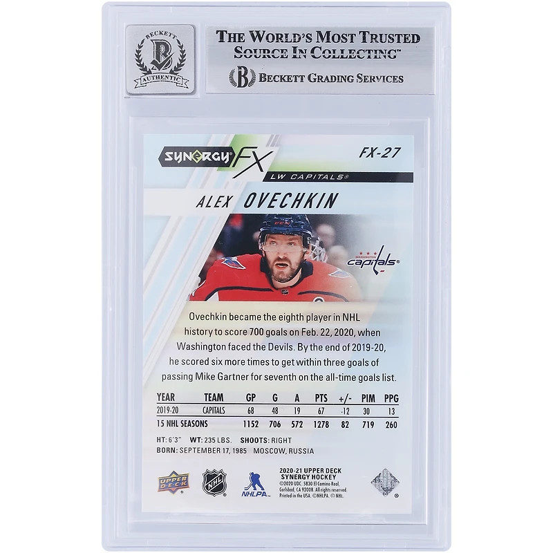 Carte autographiée 2020-21 Upper Deck Synergy FX #FX-27 #/749 Beckett Fanatics Witnessed Authenticated 9/10 des Capitals de Washington