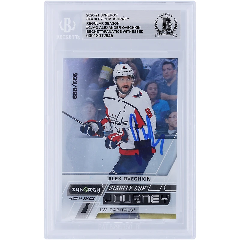 V106832 Casquettes Alexander Ovechkin Washington Capitals Autographiée 2020-21 Upper Deck Synergy Stanley Cup Journey Regular Season #CJ-AO #/999 Beckett Fanatics Witnessed Authenticated Card Alexander Ovechkin AUT UPD TRADING CARDS 45831 AUTTRC CA01HK5085 #83