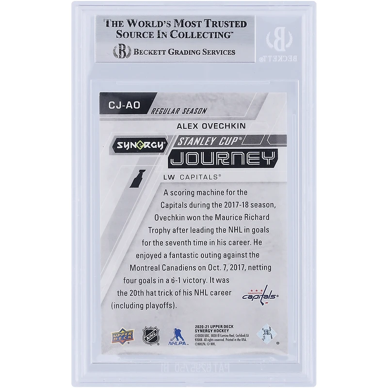 V106832 Casquettes Alexander Ovechkin Washington Capitals Autographiée 2020-21 Upper Deck Synergy Stanley Cup Journey Regular Season #CJ-AO #/999 Beckett Fanatics Witnessed Authenticated Card Alexander Ovechkin AUT UPD TRADING CARDS 45831 AUTTRC CA01HK5085 #83