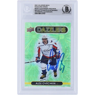 Alexander Ovechkin Washington Capitals Autographed 2021-22 Upper Deck Green Dazzlers #DZ-47 Beckett Fanatics Witnessed Authenticated Card
