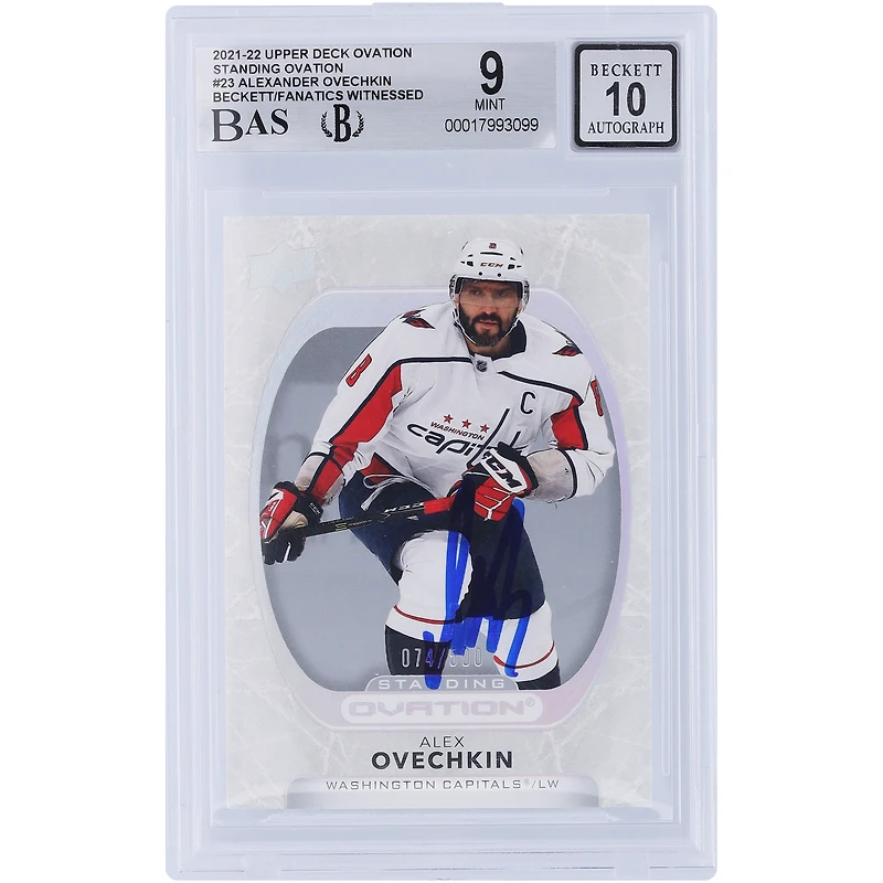 Alexander Ovechkin Washington Capitals Autographed 2021-22 Upper Deck Ovation Standing Ovation #23 #/500 Beckett Fanatics Witnessed Authenticated / Card