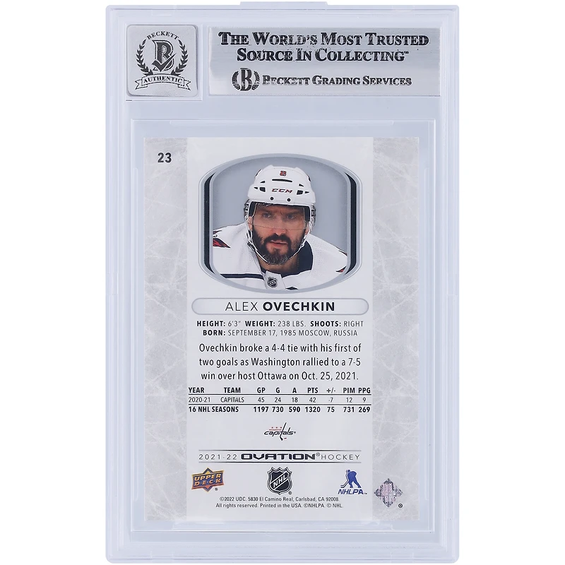 V106832 Casquettes Alexander Ovechkin Washington Capitals Autographiée 2021-22 Upper Deck Ovation Standing Ovation #23 #/500 Beckett Fanatics Witnessed Authentifié 9/10 Carte Alexander Ovechkin AUT UPD CARTES À COLLECTIONNER 45831 AUTTRC CA01HK5096 #94
