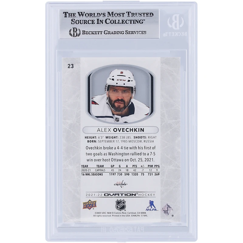 V106832 Casquettes Alexander Ovechkin Washington Capitals Autographiée 2021-22 Upper Deck Ovation Standing Ovation #23 #/500 Beckett Fanatics Witnessed Authenticated Card Alexander Ovechkin AUT UPD TRADING CARDS 45831 AUTTRC CA01HK5097 #95