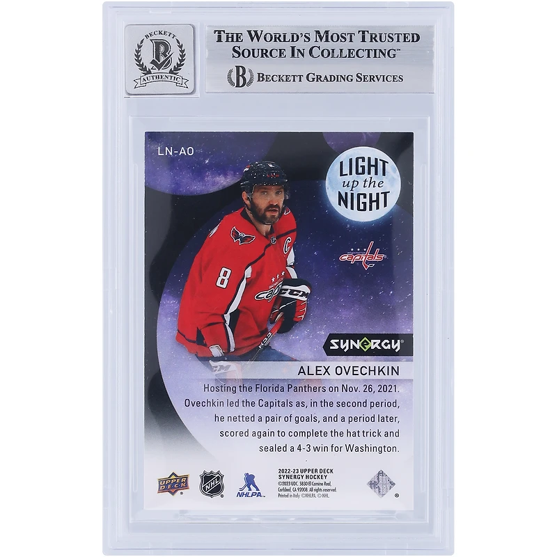 Alexander Ovechkin Washington Capitals Autographed 2022-23 Upper Deck Synergy Light Up The Night #LN-AO #/899 Beckett Fanatics Witnessed Authenticated Card