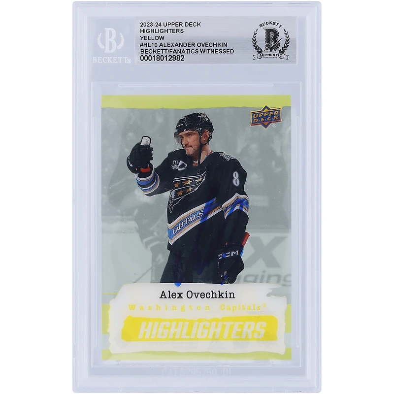 V106832 Casquettes Alexander Ovechkin Washington Capitals Autographiées 2023-24 Upper Deck Yellow Highlighters #HL-10 Beckett Fanatics Witnessed Authenticated Card Alexander Ovechkin AUT UPD TRADING CARDS 45831 AUTTRC CA01HK5114 #111