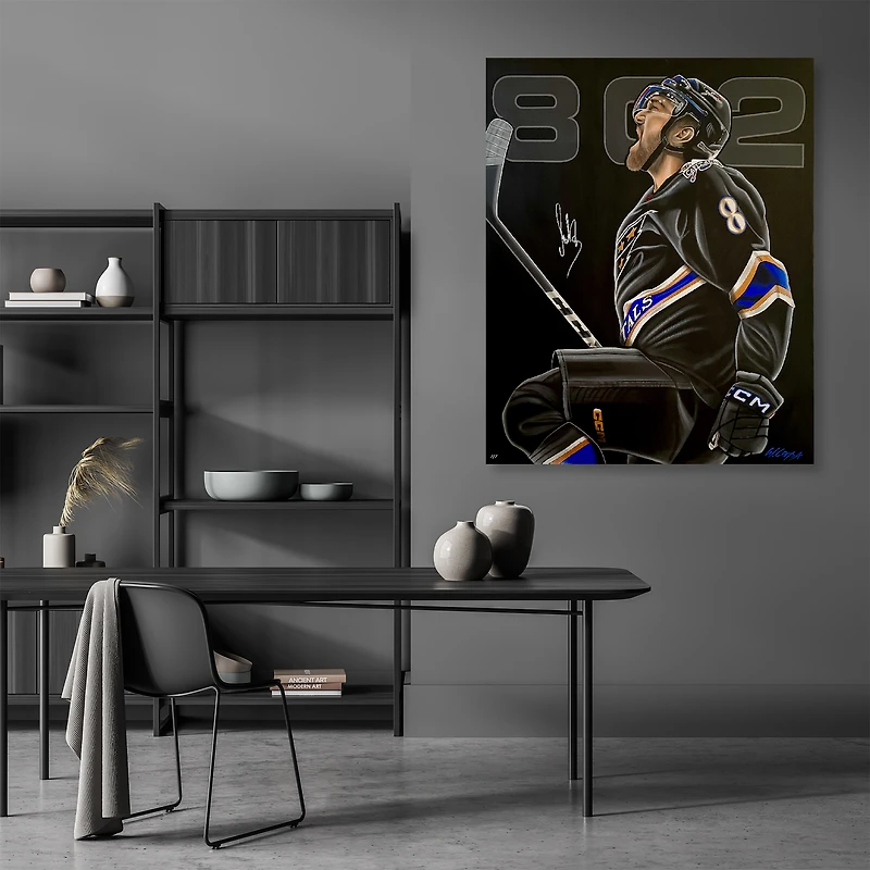Alexander Ovechkin, Œuvre originale sur toile tendue autographiée des Capitals de Washington (40 x 44 pouces) - Œuvre de Bill Lopa - Édition limitée n° 1/1