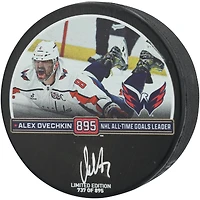 Rondelle de hockey autographiée pour le 895e but des Capitals de Washington par Alexander Ovechkin - Édition limitée à 895 exemplaires