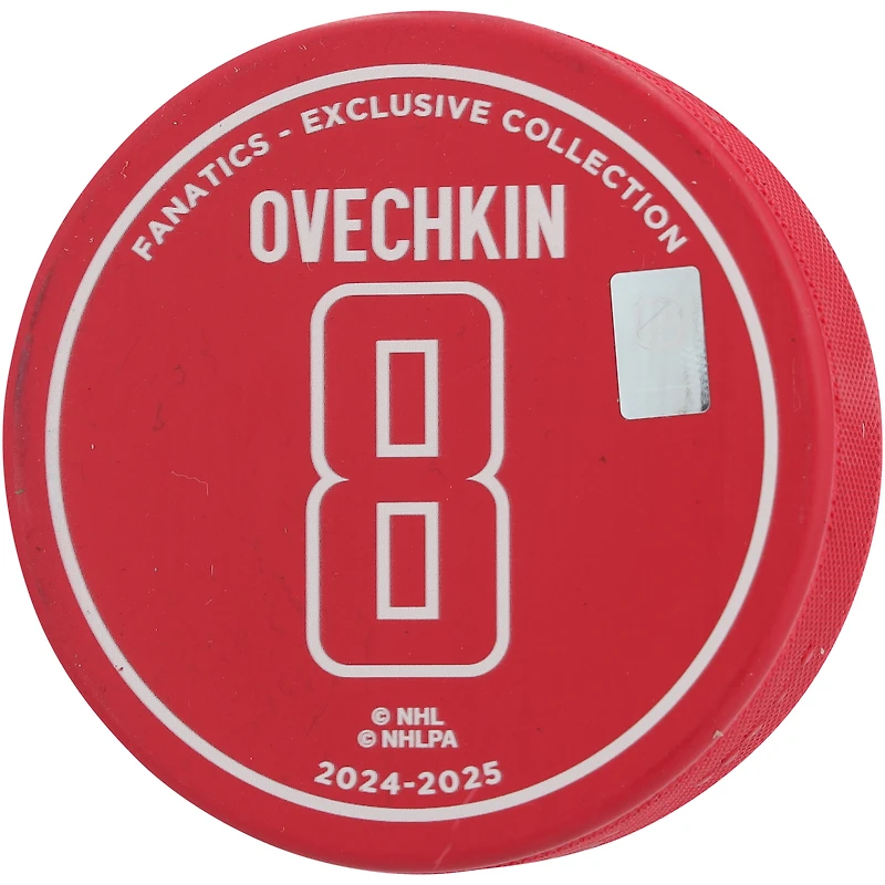 Rondelle de hockey rouge autographiée par Alexander Ovechkin, 895e but des Capitals de Washington - Édition limitée à 895