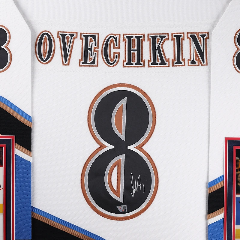Maillot Mitchell & Ness blanc Screaming Eagle autographié et encadré d'Alexander Ovechkin, des Capitals de Washington