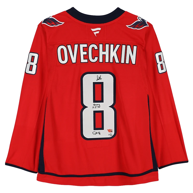 Alexander Ovechkin Washington Capitals Autographed Red Fanatics Premium Jersey with Multiple Inscriptions - Limited Edition of 25
