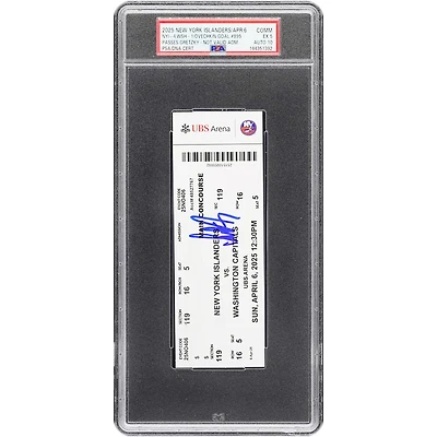 Billet autographié par Alexander Ovechkin (Capitals de Washington) marquant son 895e but et ses passes. Wayne Gretzky devient le meilleur buteur de l'histoire de la LNH. Authentifié par PSA (5/10) du 6 avril 2025.