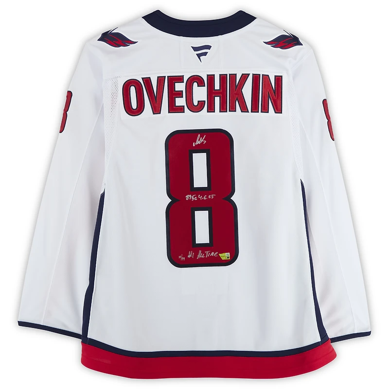Alexander Ovechkin Washington Capitals Autographed White Fanatics Premium Jersey with Multiple Inscriptions - Limited Edition of 99