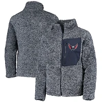 Girls Youth Navy Washington Capitals Fan Gear Sherpa Full-Zip Jacket
