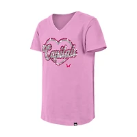 T-shirt à col en V paillettes roses pour fille New Era des Washington Capitals