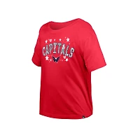 T-shirt à paillettes pour fille New Era rouge des Washington Capitals