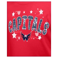 T-shirt à paillettes pour fille New Era rouge des Washington Capitals