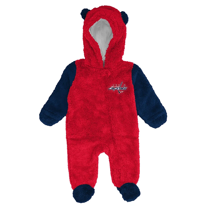 Grenouillère polaire à capuche et fermeture éclair intégrale pour nourrissons nouveau-nés Outerstuff Red Washington Capitals Stay Napping