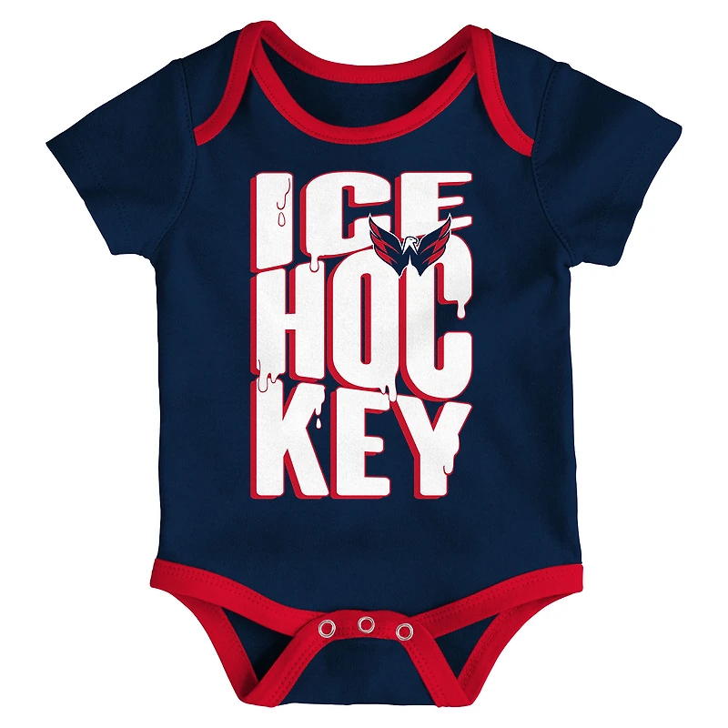 Infant & Newborn Outerstuff Washington Capitals Triple Header Three-Piece Bodysuit Set