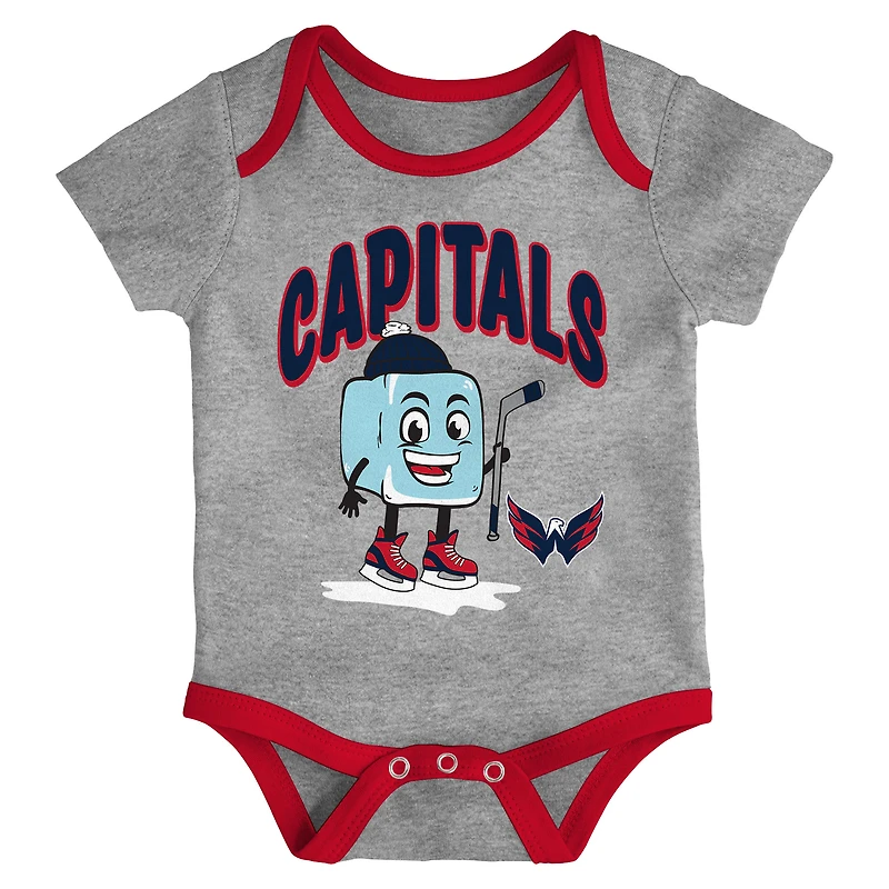 Infant & Newborn Outerstuff Washington Capitals Triple Header Three-Piece Bodysuit Set