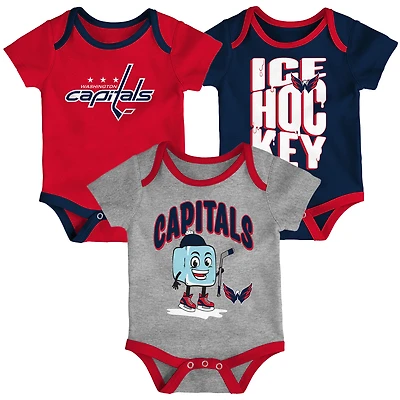 Ensemble de body trois pièces pour nourrissons et nouveau-nés Outerstuff Washington Capitals Triple Header