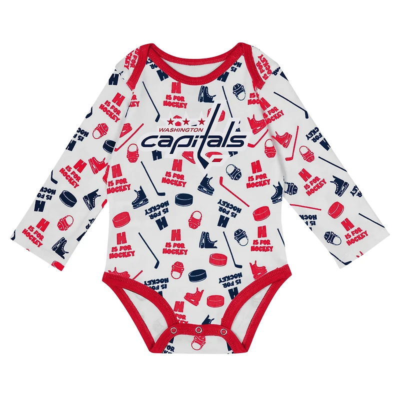 Body à manches longues pour bébé blanc Washington Capitals Quick Learner