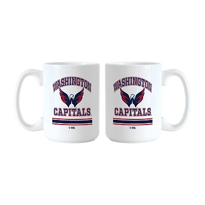 Ensemble de tasses Logo Brands Washington Capitals 15 oz. Modèle actuel et rétro