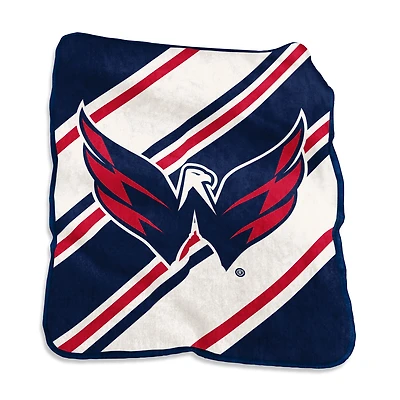 Couverture à rayures Raschel 50 po x 60 po avec logo des Capitals de Washington