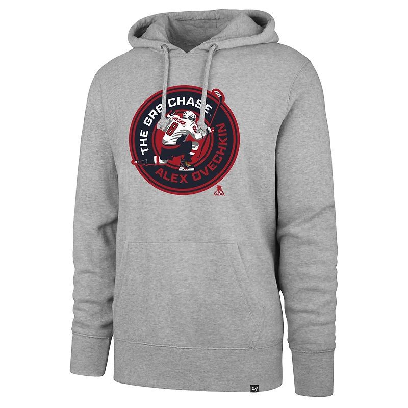 Sweat à capuche gris '47 Alexander Ovechkin pour homme des Washington Capitals GR8 Chase Headline