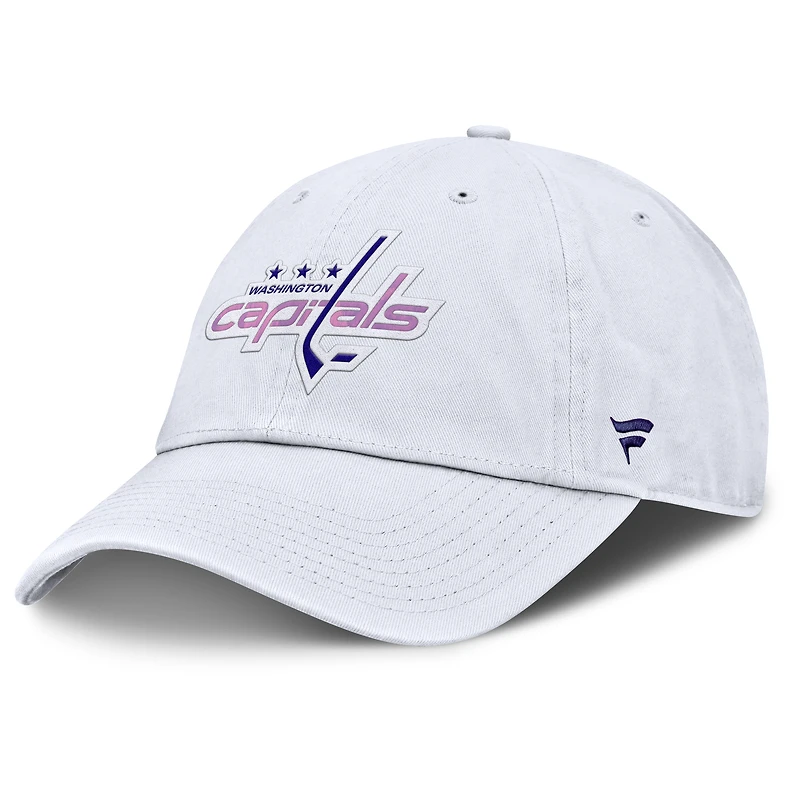 Casquette ajustable authentique Pro Hockey Fights Cancer des Washington Capitals pour hommes Fanatics blanche