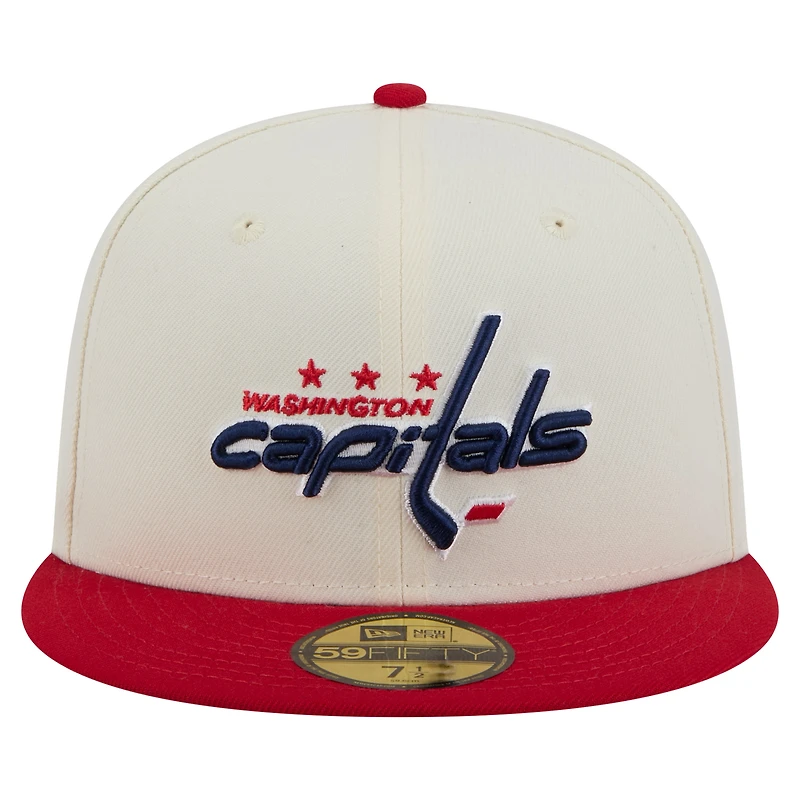 Casquette ajustée bicolore chromée 59FIFTY blanche des Capitals de Washington New Era pour homme