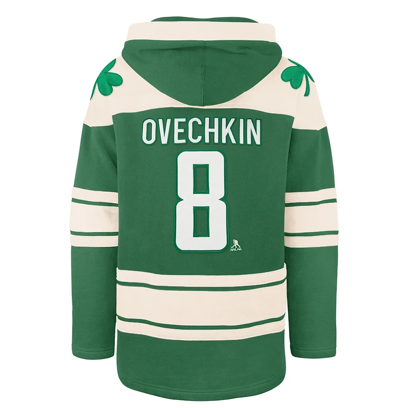 Sweat à capuche lacets avec nom et numéro de joueur la Saint-Patrick des Capitals Washington '47 Alexander Ovechkin Kelly Green pour homme