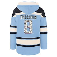 Sweat à capuche bleu clair '47 Alexander Ovechkin des Washington Capitals Cherry Blossom pour homme avec nom et numéro de joueur Lacer