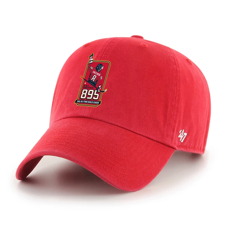 Men's '47 Alexander Ovechkin Red Washington Capitals 895 Most Goals of All Time Clean Up Adjustable Hat