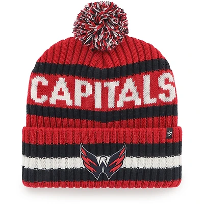 Bonnet en tricot à revers Bering des Capitals de Washington '47 rouge pour homme avec pompon