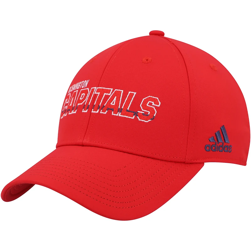 Casquette adidas rouge Washington Capitals Team Bar Flex pour hommes