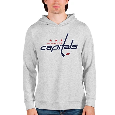 Men's Antigua Heathered Gray Washington Capitals Absolute Pullover Hoodie