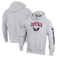 Sweat à capuche tissage inversé Champion pour hommes, gris chiné, Washington Capitals, Reverse Weave