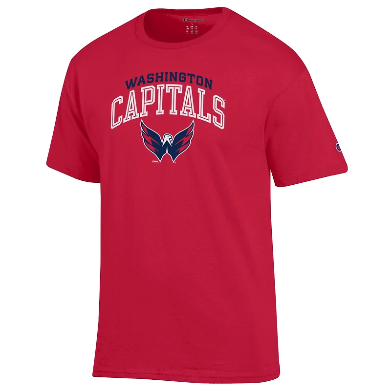 T-shirt rouge Champion pour homme avec logo principal des Capitals de Washington